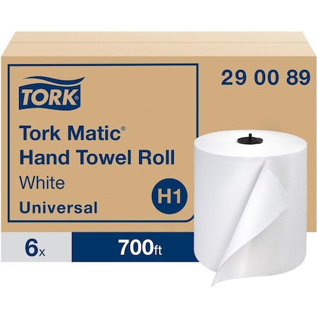 Tork Hardwound Paper Towel Roll, 1 Ply, Continuous Roll Sheets, 700 ft, White, 6 PK 290089