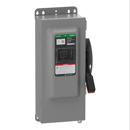 Schneider Electric Safety Switch, Fusible, DPST, Single Phase, NEMA 12, Indoor, Steel VH223NAWKGL