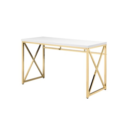 Homeroots 47" White and Gold Wood and Metal Computer Desk 554206