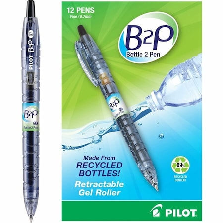 Pilot B2P Bottle-2-Pen Recycled Retractable Gel Ink Pen, Black Ink, .7mm, Dozen 31600**