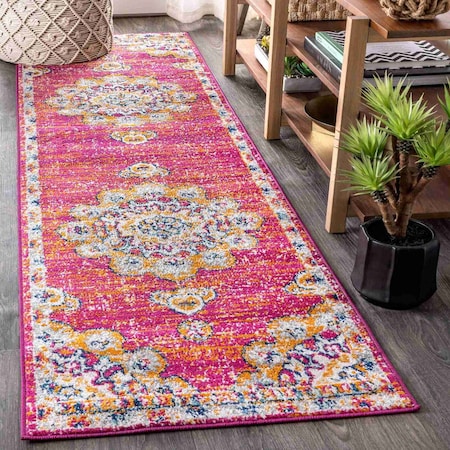 Jonathan Y Bohemian FLAIR Boho Vintage Medallion Pink/Cream 2 ft. x 8 ft. Runner Rug BMF104A-28