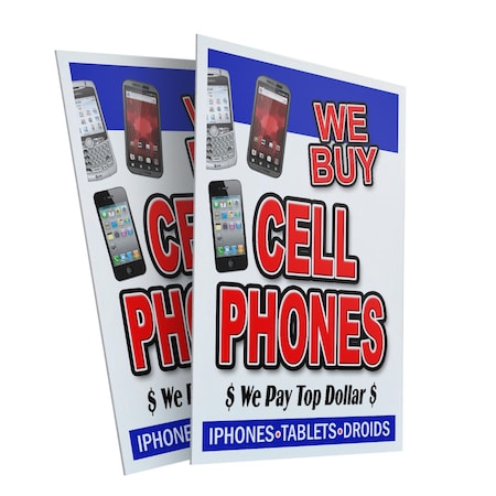 Signmission We Buy Cell Phones, Plastic Signs Only 24 Inch x 36 Inch, Corrugated Plastic, 2PK CSB-2436-2PACK-We Buy Cell Phones