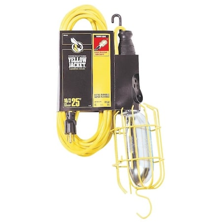 Southwire Work Light with Outlet and Metal Guard, 12 A, 120 V, Incandescent Lamp, Yellow 2893