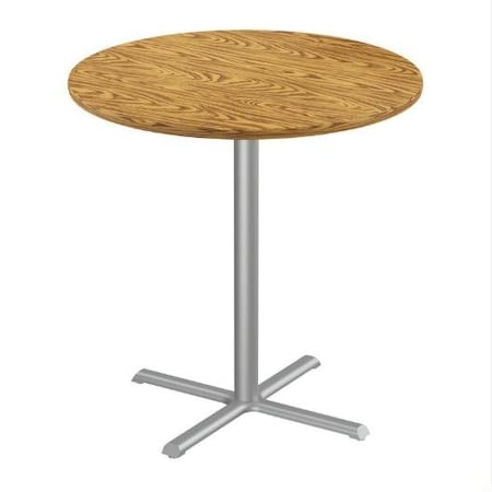 Correll Round Cafe Table, 24 in W, 24 in L, 42 in H, Particleboard Top, Medium Oak SXB24R-06-98-06