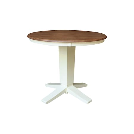 Whitewood Industries Rectangular Fixed Top Pedestal Table, 36 in W, 29.9 in L, 36 in H, Parawood, Hickory/Shell K79-36RT-23B