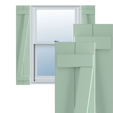 Ekena Millwork True Fit PVC, Two Board Joined Board-n-Batten Shutters w/Z-Bar, Seaglass , 10 3/4W x 79H, PR TFP102BBF11X079SG