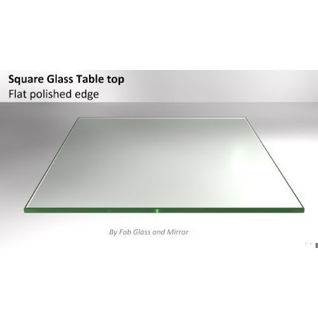 Fab Glass And Mirror Square Glass Table Top, 18in Inch, Clear, Tempered, Wall Mirror, Safety Backing, Clear Finish 18SQR12THFLAN