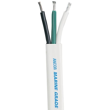 Ancor White Triplex Cable - 12/3 - White, Black, Green - Sold by the Foot 1313-FT