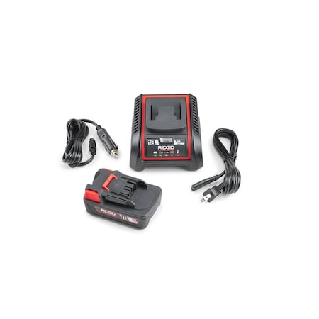 Ridgid Battery and Charger Kit, 100-240V AC, (1)18V 66003