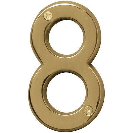 Hy-Ko Prestige Series House Number, Character: 8, 4 in H Character, Brass Character, Solid Brass BR-42PB/8