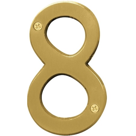 Hy-Ko Prestige Series House Number, Character: 8, 4 in H Character, Brass Character, Solid Brass BR-43BB/8