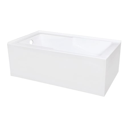 Kingston Brass 60-Inch Acrylic Rectangular 2-Wall Corner Alcove Tub with Corner Apron, Left Hand Drain Hole VTAM6032L22S