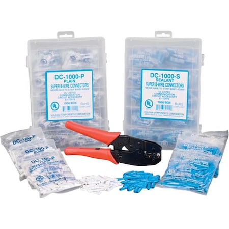 Dolphin Components Insulation-Displacement Wire Connector, 16 AWG Max, 1 Port, Blue, PVC Insulation, 300 V, 1000 PK DC-1000-S