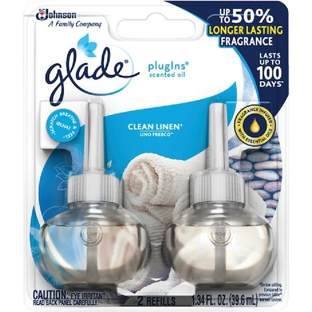 Glade PlugIns Clean Linen Scented Oil Air Freshener Refill, 2-Count 14384