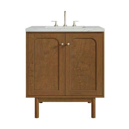 James Martin Vanities Laurent 30" Single Vanity, Honey Oak w/ 3 CM Ethereal Noctis Silestone Top 545-V30-HNO-3ENC