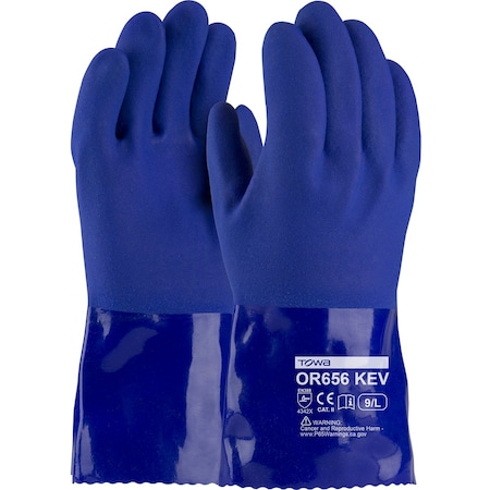 Towa Oil Resistant PVC Glove with DuPont Kevlar Liner and Rough Grip, 12PK 58-8658K/XL
