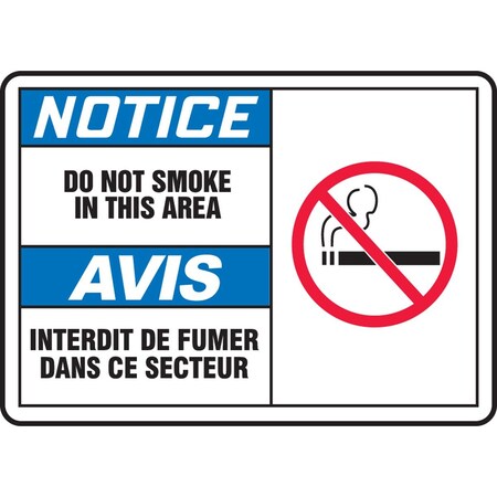Accuform BILINGUAL FRENCH LABEL  SMOKING FBLSMK803VSP