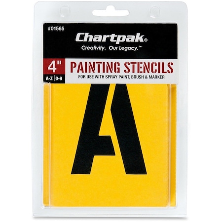 Chartpak Painting LettersNumbers Stencils, Yellow, 35PK CHA01565