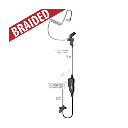 Klein Electronics Star 1-Wire Surveillance Earpiece with Kenwood K3 Connector, Braided Cable STAR-K3-BR