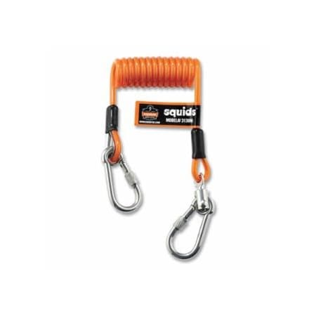Ergodyne 3130M Coiled Cable Tool Lanyard, 6.5 in to 48 in L, Captive Eye Carabiners, 5 lb, Single, 6PK 150-19131