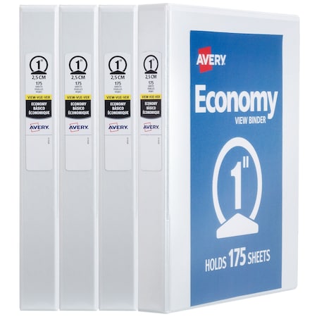 Avery Mini Economy View 3 Ring Binders, 1", PK4 17702