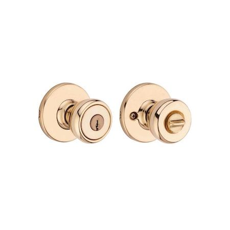 Kwikset Entry Knobs Tylo Polished Brass 1-3/4 in Polished Brass 94002-828