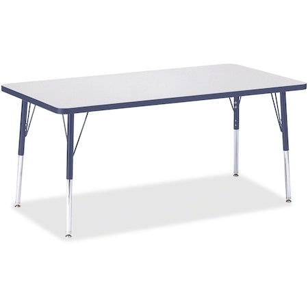 Jonti-Craft Berries Rectangle Activity Table, 30 in. x 60 in., A-height, Freckled Gray/Navy/Gray 6408JCA112