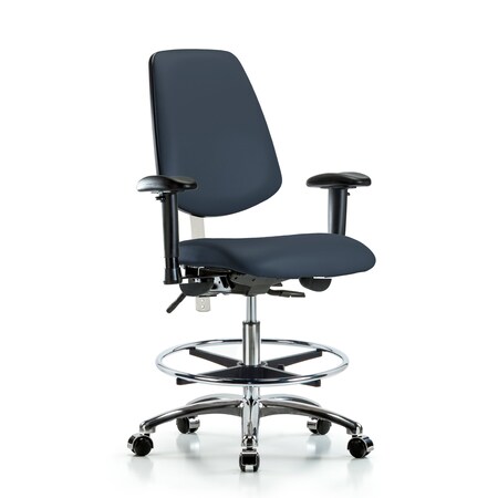 Blue Ridge Ergonomics Clean Room Chair Vin Med Ben Chair, Med, Bk, Nav, CL100, Adjustable Arms, 22" to 29" Height, Vinyl BR-NCR-VMBCH-MB-CR-T0-A1-CF-CC-8582
