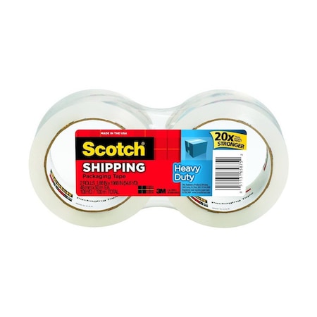 Scotch Packaging Tape, 54.6 yd L, 1.88 in W, Polypropylene Backing, Clear, 2PK 3850-2