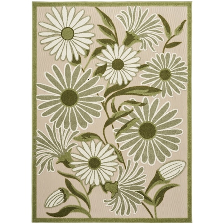 Homeroots 4' X 6' Ivory And Green Floral Indoor Outdoor Area Rug 548150