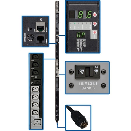 Tripp Lite PDU, Switched, (24) C13, (6) C19, L15-30P, 6 ft. PDU3VSR6L1530