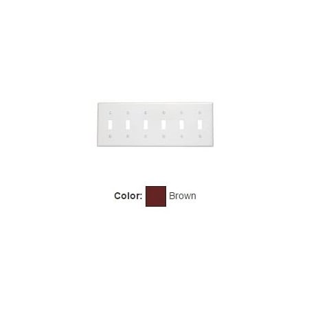 Leviton Switch Wallplate, Standard Size, Gang 6, Brown 85036