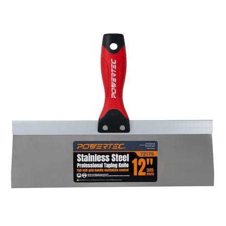 Powertec 12 Inch Stainless Steel Drywall Taping Knife, Drywall Application Tools 1 PK (72175) 72175