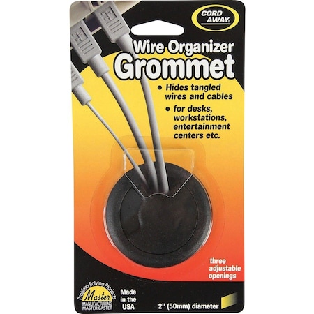 Master Caster Grommet, Desk, 2 In Dia, 1 1/8 In H, Blk 00201