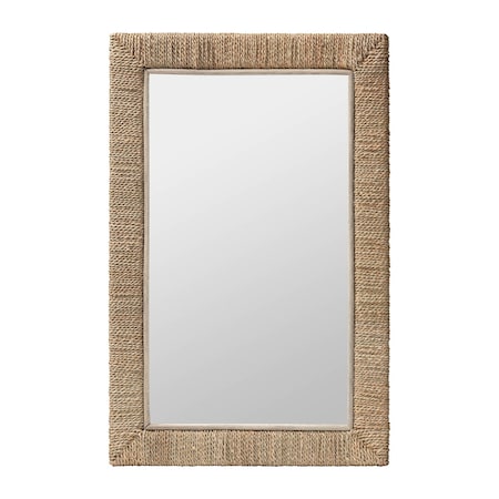 Bali & Pari Geralyn Japandi Natural Seagrass Rectangular Wall Mirror 248-13815-ZORO