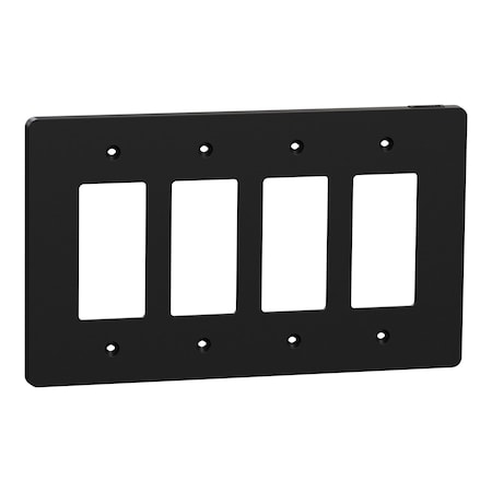Square D Cover Frame, X Series, 4 Gangs, Black, Number of Gangs: 4 Plastic, Matte Finish, Black SQWS141004BK