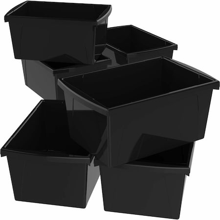 Storex Classroom Storage Bin, Plastic, Black, 2 PK 61429U06C