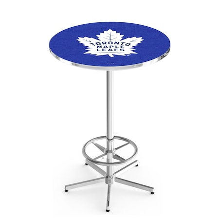 Holland Bar Stool Co 42" Chrome Toronto Maple Leafs Pub Table, 36" dia. Top L216C4236TorMpl
