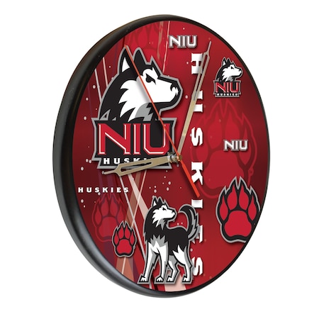 Holland Bar Stool Co University of Northern Illinois 13" Solid Wood Clock WClkPBlkNorIll