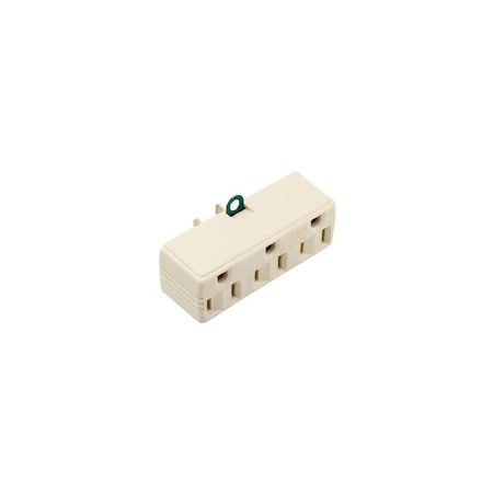 Pass & Seymour Adapter, 15 A, 125 V, 3 -Outlet, NEMA: NEMA 5-15R, Ivory 1219ICC10