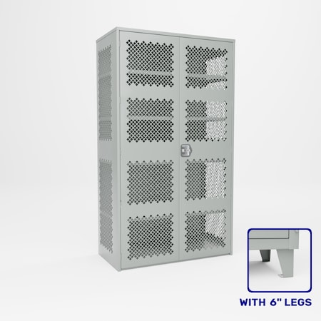 Pucel Heavy Duty Storage Cabinet, 48inW x 90inH x 24inD, 4 Adj. Shelves, Perforated Doors, Light Blue HDSC-4884-24-4L-PERF
