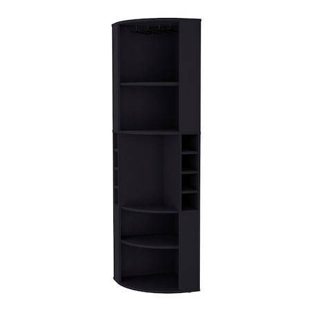 Homeroots 71in Black Wood Corner Bar Cabinet 552282