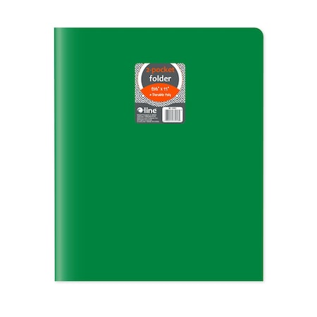 C-Line Products 8-1/2" x 11" Green Two-Pocket Heavyweight Poly Portfolio Folder, 25EA/BX, 6BX/CT 33953-BX