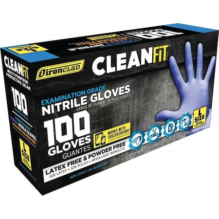 Ironclad Performance Wear 5mil Disposable Gloves Sz M, PK100 M02163
