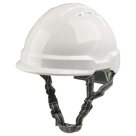 J. J. Keller & Associates Safety Climbing Helmet, Non-Vented, Type 2 Class E and G, 4 Point Adjustable Ratchet Suspension, White 73564