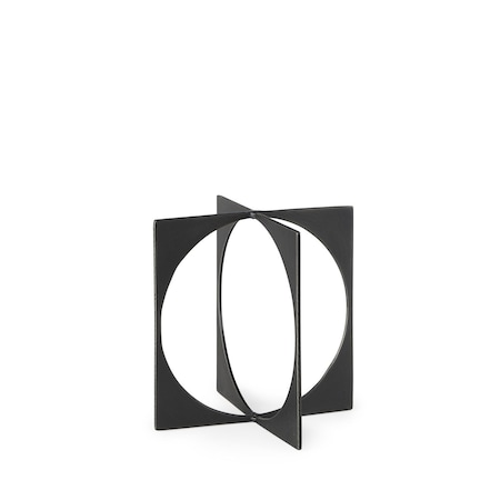 Homeroots 9" Charcoal Gray Metal Circle Square Sculpture 392527