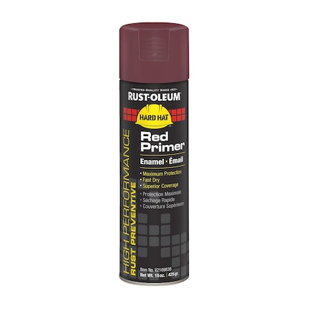 Rust-Oleum Hard Hat High Performance V2100 System Rust Preventive Enamel Spray Primer, Flat Red, 15 oz Can, 6PK V2169838