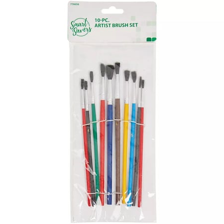 Smart Savers Assorted - 1/8'' To 1/4'' Polyester Artist Brush Set, 10-Piece CC101128