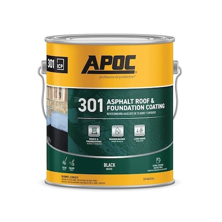 Apoc AP-301 Series Asphalt Roof and Foundation Coating, Black, 1 gal, Pail, Liquid AP-3011