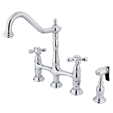 Blueprints 8 Inch Center Kitchen Faucet With Brass Side Sprayer - Polished Chrome BL2598809